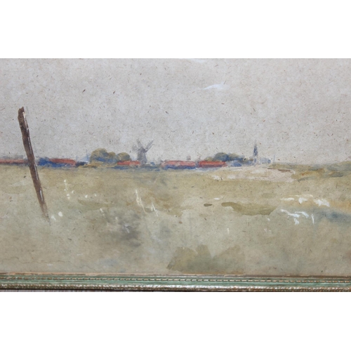 525 - 3 watercolours of landscape scenes to incl 'Caistor in Norfolk' by Karl Bradon, 1 of remote houses i... 