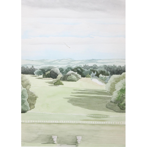 526 - 4 watercolours of landscapes and street scenes, 3 signed, largest approx 63cm x 49cm