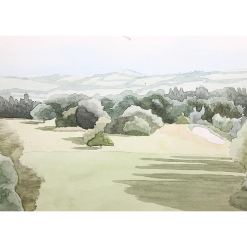 526 - 4 watercolours of landscapes and street scenes, 3 signed, largest approx 63cm x 49cm