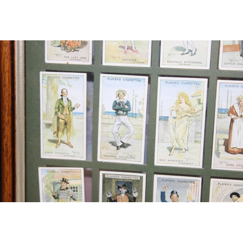 532 - Framed collection of Player's cigarette cards, featuring Ladies and Gentlemen, and 2 framed maps of ... 