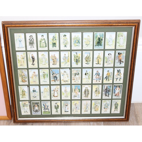 532 - Framed collection of Player's cigarette cards, featuring Ladies and Gentlemen, and 2 framed maps of ... 