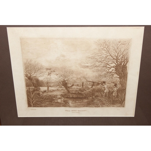 538 - 4 antique shooting related copper etching prints in gilt frames by Hogg Halken, approx 53cm x 42cm