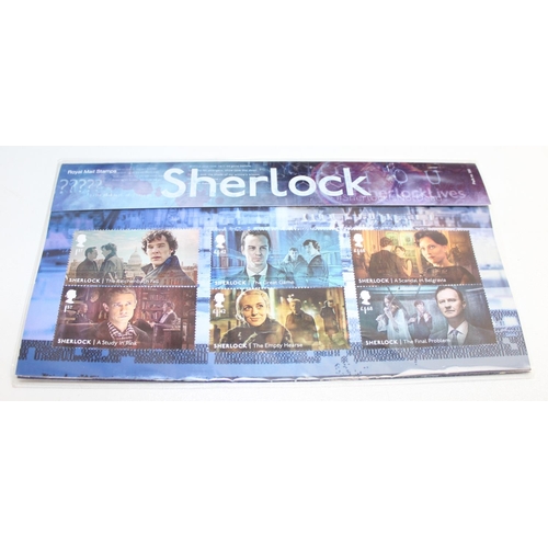 596 - Qty of assorted PHQ cards and postcards etc, a Sherlock presentation stamp set etc