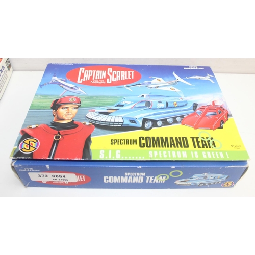 651 - Vintage boxed Captain Scarlet vehicles set and Cloud Base HQ set, both boxed