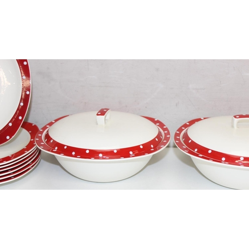 1644 - Midwinter Stylecraft Red Domino pattern dinner service to inc 2 serving plates, various side, dinner... 