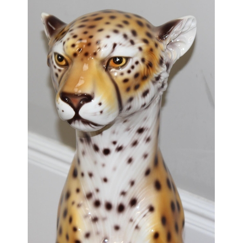 1650 - A large Italian made pottery figure of a cheetah, approx 85cm tall