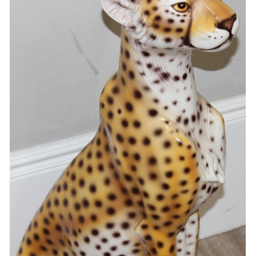 1650 - A large Italian made pottery figure of a cheetah, approx 85cm tall