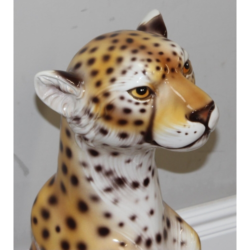 1650 - A large Italian made pottery figure of a cheetah, approx 85cm tall