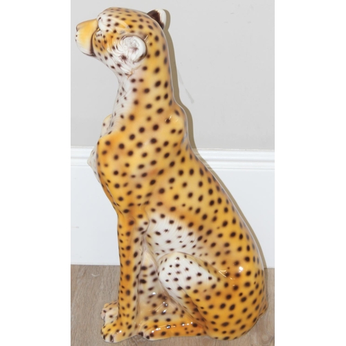 1650 - A large Italian made pottery figure of a cheetah, approx 85cm tall