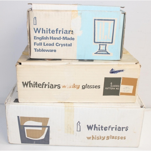 1652 - Whitefriars glass - 2 boxed sets of Whitefrairs glacier pattern glasses to inc 6 Whisky tumblers and... 