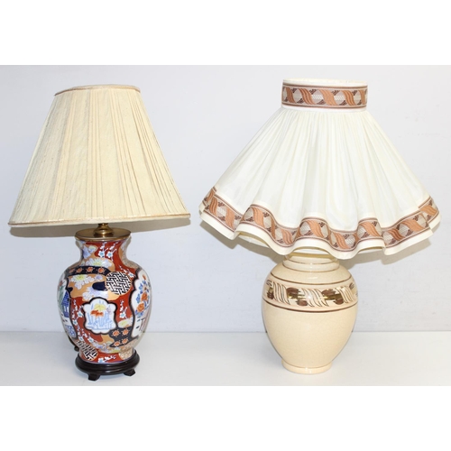 245 - 2 vintage table lamps, one a hand painted Japanese example and a Peralta lustre pottery example (af)... 