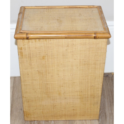 163 - A pair of retro bamboo bedside table, likely 1970's, each approx 40cm wide x 29cm deep x 53cm tall