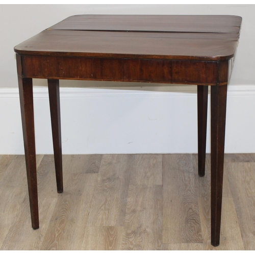 92 - A Victorian mahogany tea table with fold over top, approx 80cm square x 75cm tall