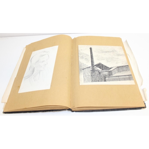 487 - An interesting early-mid 20th century sketchbook, mainly pencil and ink sketches, seemingly by an ar... 