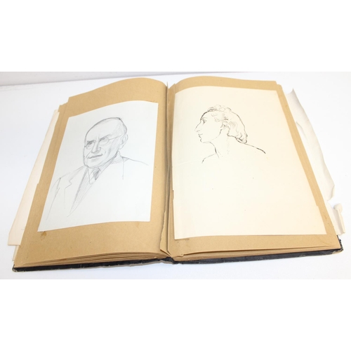 487 - An interesting early-mid 20th century sketchbook, mainly pencil and ink sketches, seemingly by an ar... 