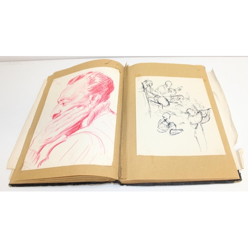 487 - An interesting early-mid 20th century sketchbook, mainly pencil and ink sketches, seemingly by an ar... 