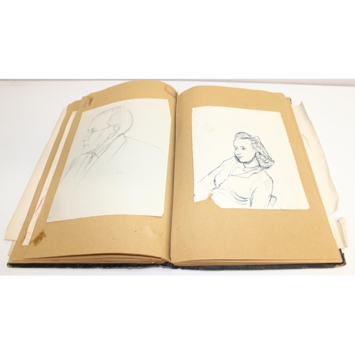 487 - An interesting early-mid 20th century sketchbook, mainly pencil and ink sketches, seemingly by an ar... 