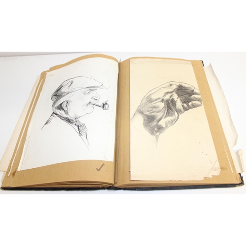 487 - An interesting early-mid 20th century sketchbook, mainly pencil and ink sketches, seemingly by an ar... 