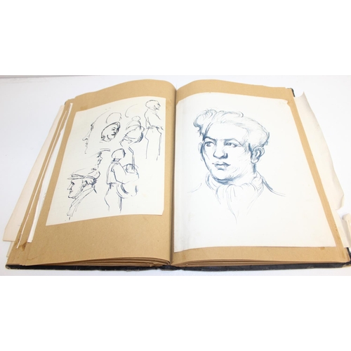 487 - An interesting early-mid 20th century sketchbook, mainly pencil and ink sketches, seemingly by an ar... 