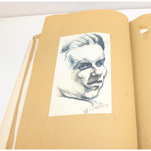 487 - An interesting early-mid 20th century sketchbook, mainly pencil and ink sketches, seemingly by an ar... 