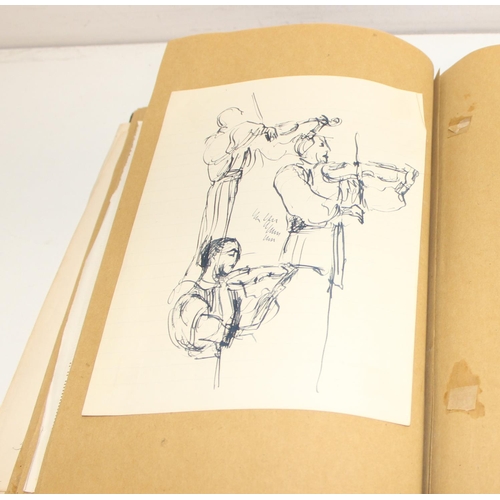 487 - An interesting early-mid 20th century sketchbook, mainly pencil and ink sketches, seemingly by an ar... 