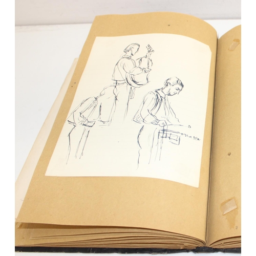 487 - An interesting early-mid 20th century sketchbook, mainly pencil and ink sketches, seemingly by an ar... 