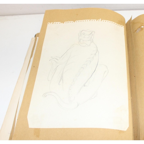 487 - An interesting early-mid 20th century sketchbook, mainly pencil and ink sketches, seemingly by an ar... 