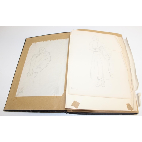 487 - An interesting early-mid 20th century sketchbook, mainly pencil and ink sketches, seemingly by an ar... 