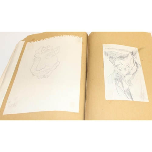 487 - An interesting early-mid 20th century sketchbook, mainly pencil and ink sketches, seemingly by an ar... 