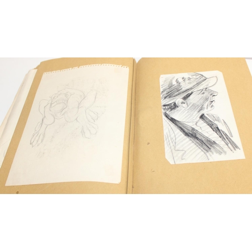 487 - An interesting early-mid 20th century sketchbook, mainly pencil and ink sketches, seemingly by an ar... 