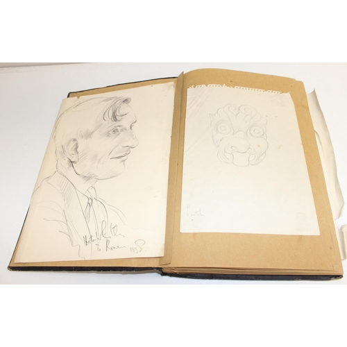 487 - An interesting early-mid 20th century sketchbook, mainly pencil and ink sketches, seemingly by an ar... 