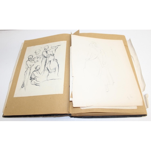 487 - An interesting early-mid 20th century sketchbook, mainly pencil and ink sketches, seemingly by an ar... 