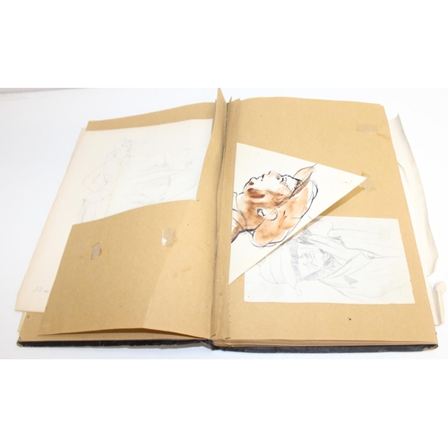 487 - An interesting early-mid 20th century sketchbook, mainly pencil and ink sketches, seemingly by an ar... 