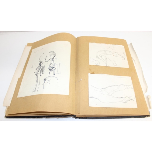 487 - An interesting early-mid 20th century sketchbook, mainly pencil and ink sketches, seemingly by an ar... 