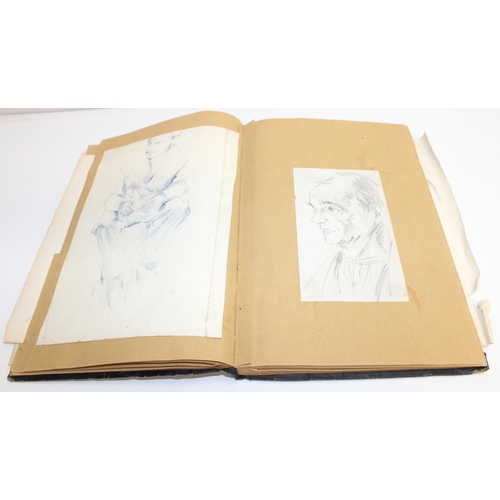 487 - An interesting early-mid 20th century sketchbook, mainly pencil and ink sketches, seemingly by an ar... 