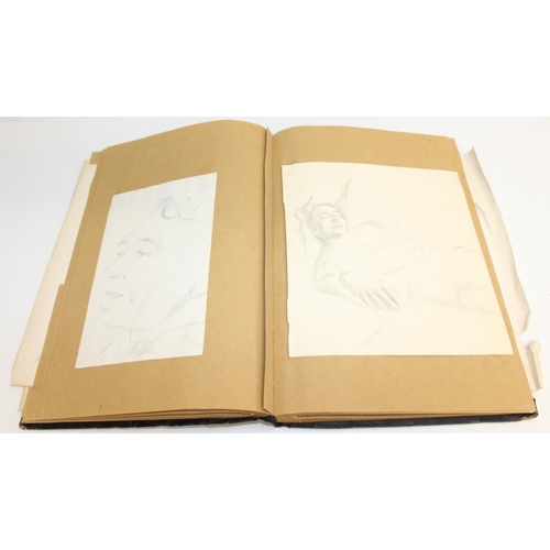 487 - An interesting early-mid 20th century sketchbook, mainly pencil and ink sketches, seemingly by an ar... 