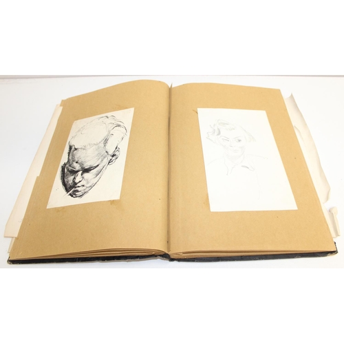 487 - An interesting early-mid 20th century sketchbook, mainly pencil and ink sketches, seemingly by an ar... 