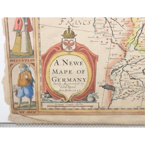 488 - John Speed (1552-1629), a Newe Mape of Germany, newly augmented, a hand coloured engraved map, borde... 