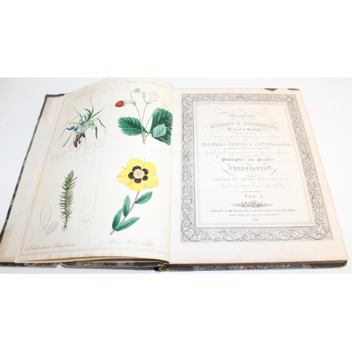 585 - 3 assorted antique books with superb quality printed plates all relating to flowers and botany, to i... 