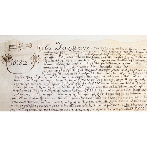 589 - 3 antique legal indenture/documents, dates ranging from 1682 - 1808 to incl 2 handwritten indentures... 