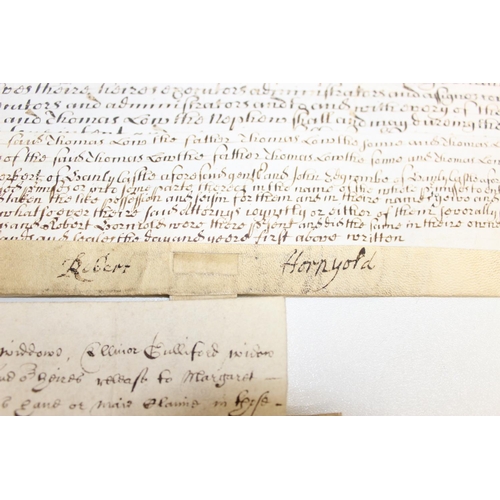 589 - 3 antique legal indenture/documents, dates ranging from 1682 - 1808 to incl 2 handwritten indentures... 