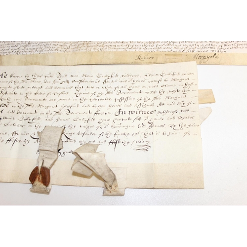 589 - 3 antique legal indenture/documents, dates ranging from 1682 - 1808 to incl 2 handwritten indentures... 