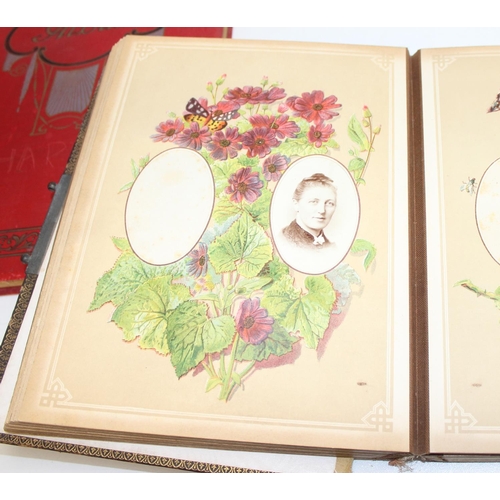 590 - 4 antique photo albums/scrapbooks, to incl a Victorian photo album with contents - mostly portraits,... 