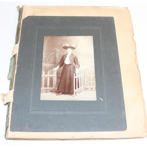 590 - 4 antique photo albums/scrapbooks, to incl a Victorian photo album with contents - mostly portraits,... 