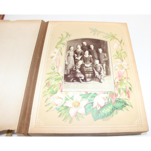 590 - 4 antique photo albums/scrapbooks, to incl a Victorian photo album with contents - mostly portraits,... 