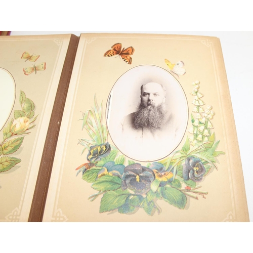 590 - 4 antique photo albums/scrapbooks, to incl a Victorian photo album with contents - mostly portraits,... 