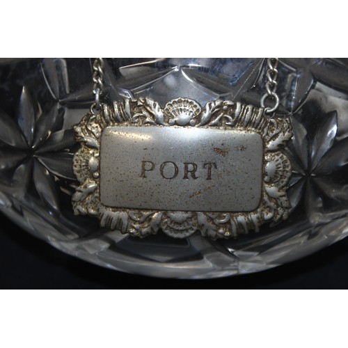 1715 - 2 vintage cut glass ships decanters with silver plated labels, Whisky & Port, the largest approx 27c... 