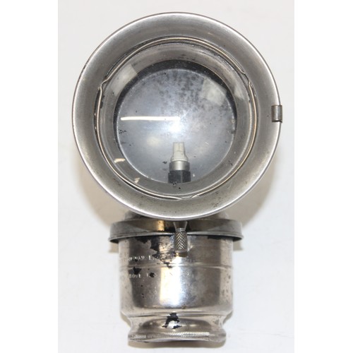 814 - A vintage carbide bicycle lamp with nickel plated body, made by Joseph Lucas 