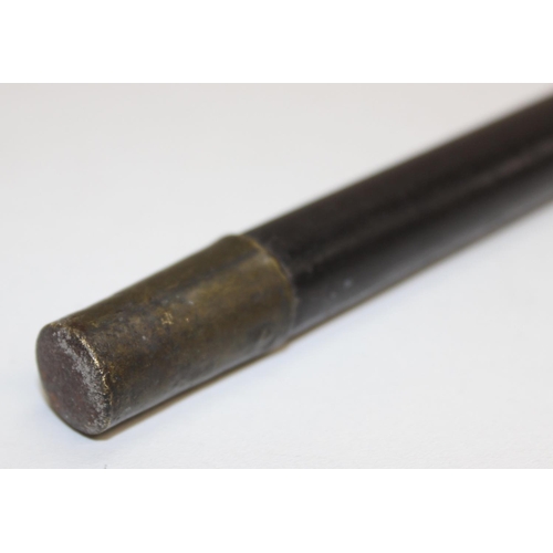 1054B - An unusual antique silver topped walking cane with ebony shaft, the top seemingly unmarked but XRF c... 