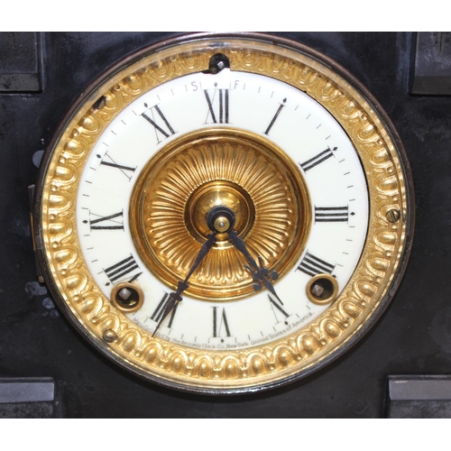 1321 - 3 vintage clocks to inc a slate cased example, anniversary clock, and a wrought metal example, the l... 